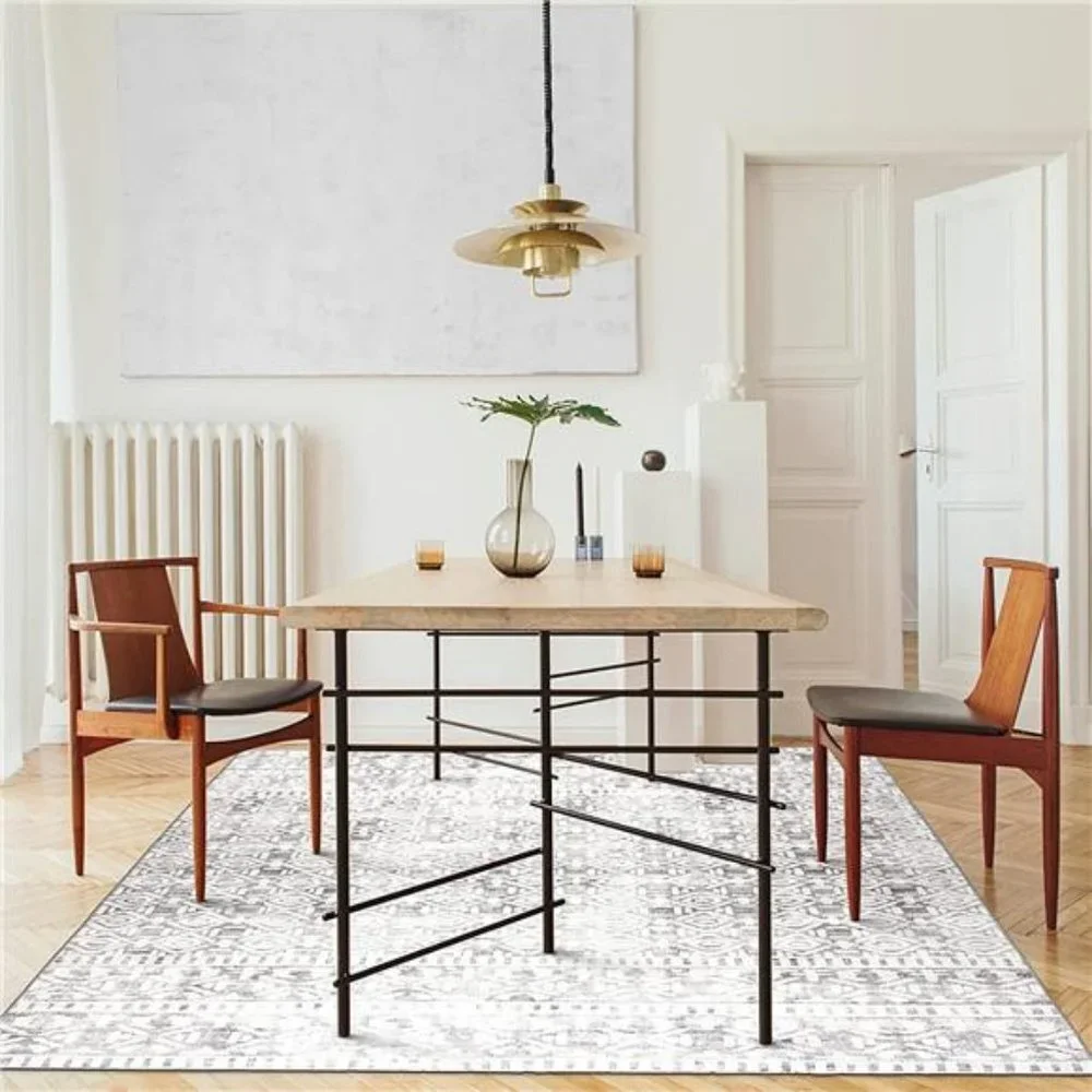 Machine Washable Rug - Stain Resistant - Light Gray Ivory, 3' x 5'